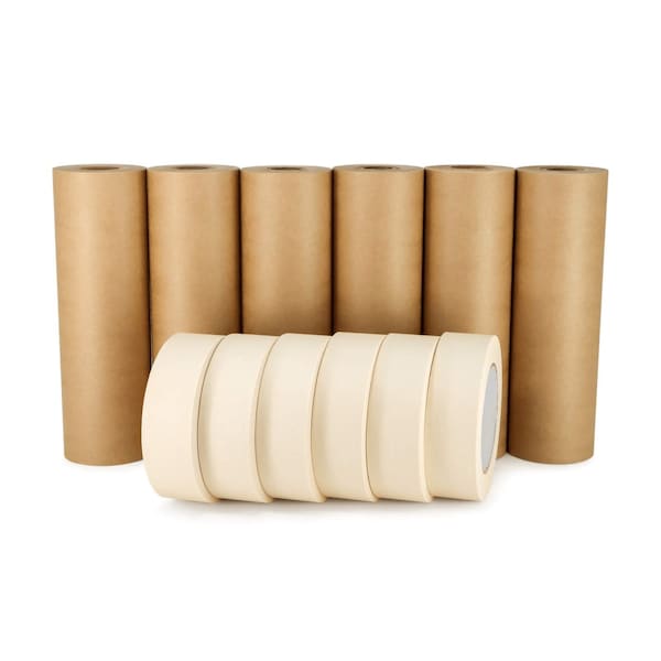 Idl Packaging 9in x 60 yd Masking Paper and 1 1/2in x 60 yd GP Masking Tape, for Covering, 6PK 6x GPH-9, 4457-112 - main